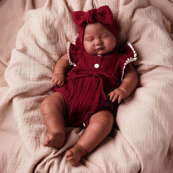 20 Inch Reborn Baby Doll Black Girl Realistic Soft Newborn Toy Gift for Kids - Picture 9 of 9